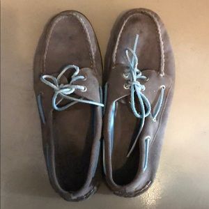 Sperry’s leather topsiders M in taupe and turquois